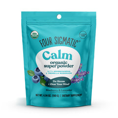 Four Sigmatic Calm Super Powder packaging with Blueberry Lavender Chill flavor