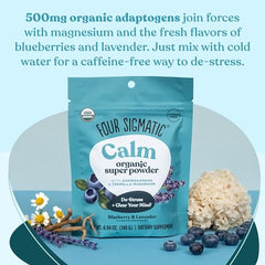Scoop of Calm Super Powder showing the Blueberry Lavender Chill powder