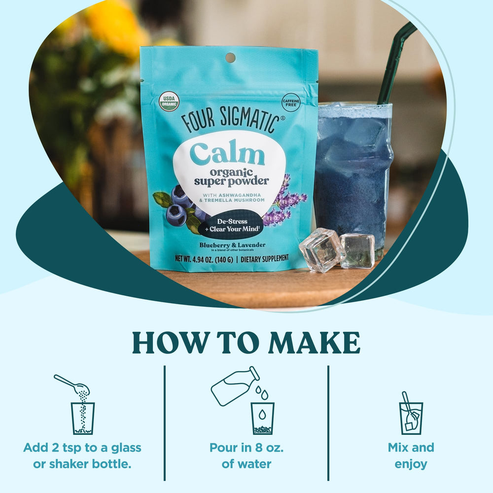 Dairy-free, caffeine-free sleep-support powder pictured in a glass