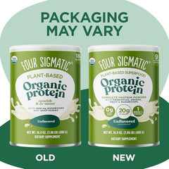 Front view of Four Sigmatic protein powder jar label