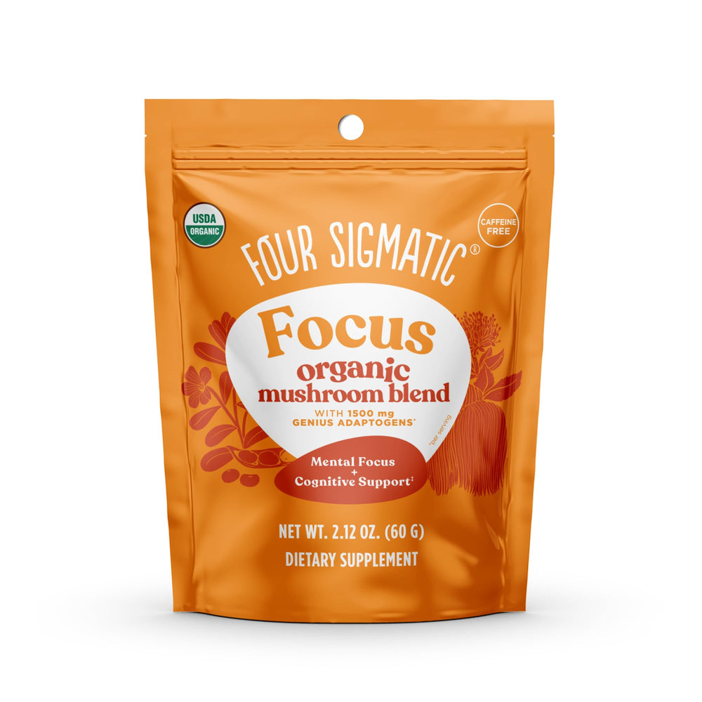 Four Sigmatic Focus Blend packaging with scoop