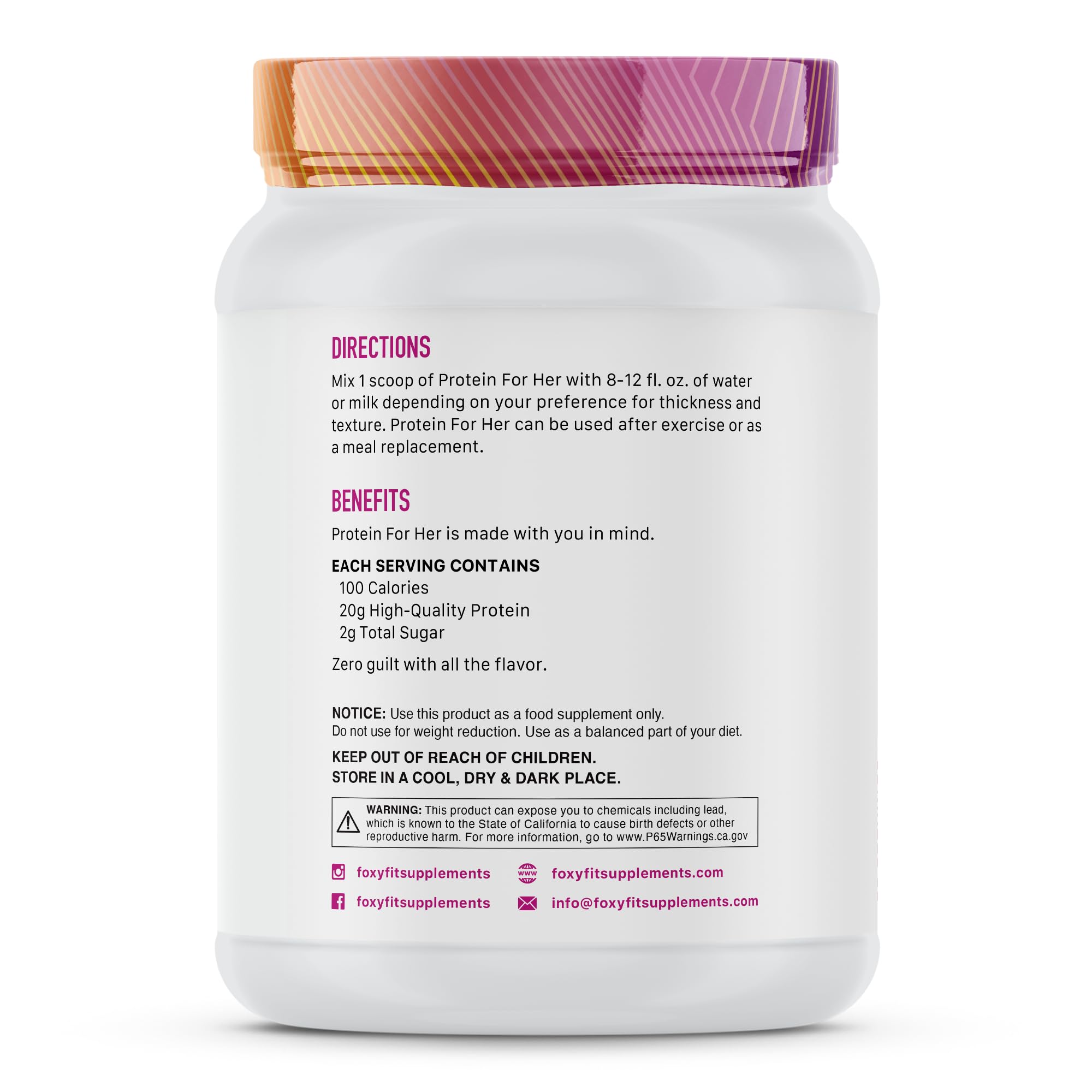 FoxyFit Protein for Her Vanilla Cupcake shaker with a creamy shake.