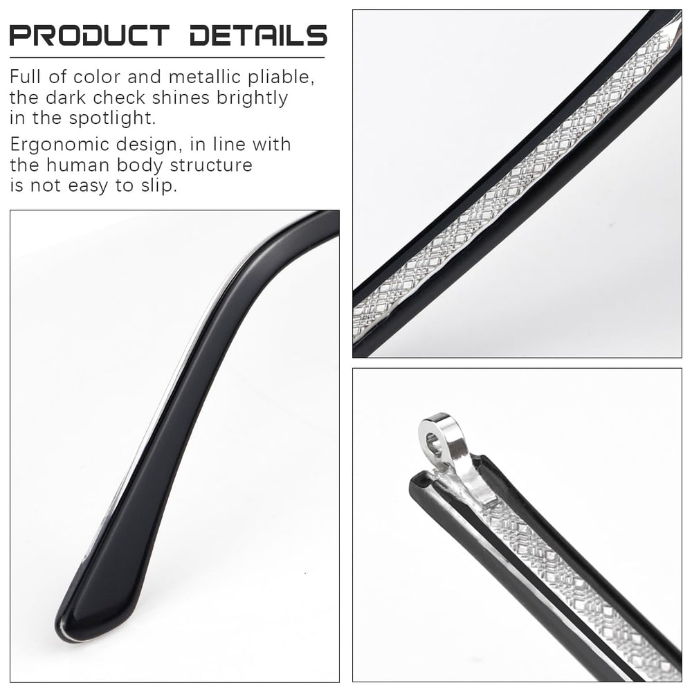 Temple replacement arms for thin metal glasses (black)