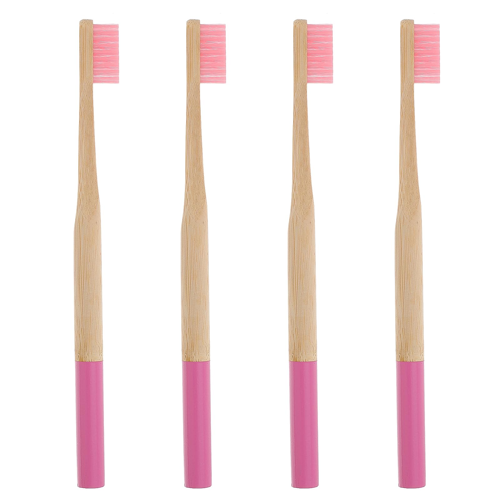 Front view of FRCOLOR four-piece bamboo toothbrushes pack