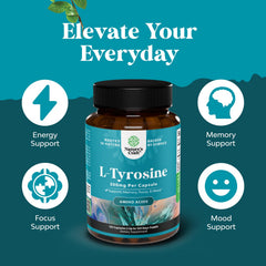 Close-up of Free Form L Tyrosine 500mg capsules