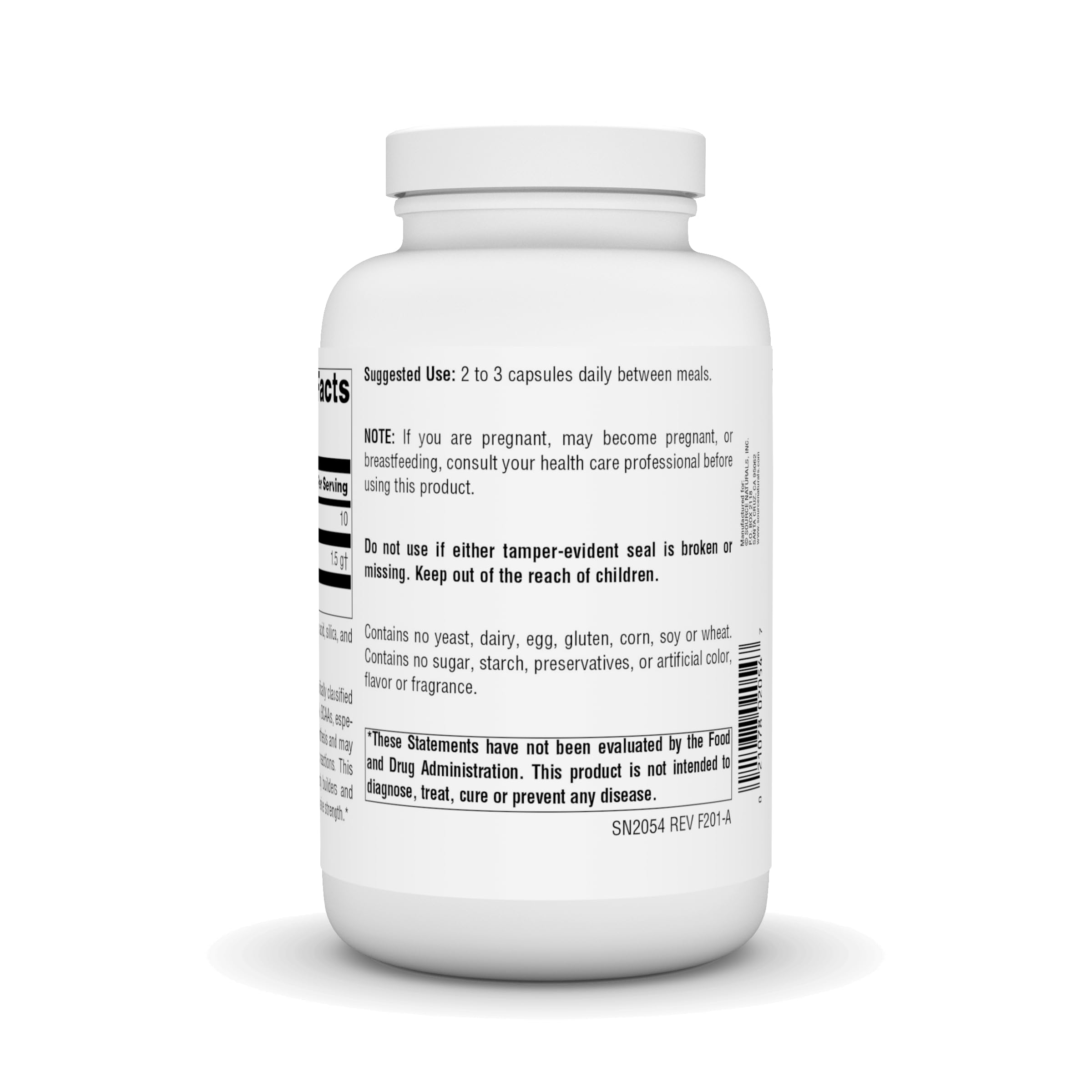 Free-form L-Leucine BCAA supplement label