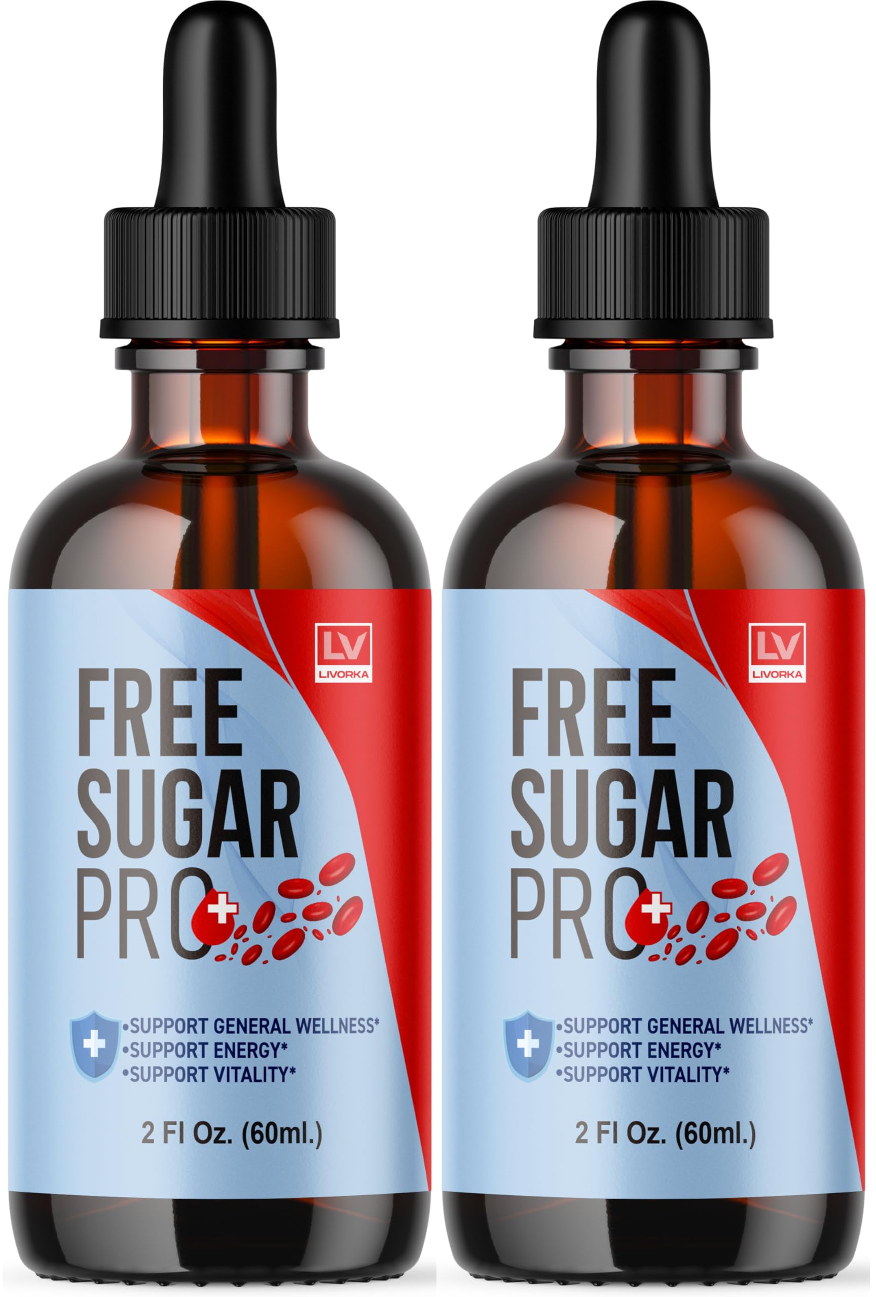 Front view of Free Sugar Pro 2-pack with Drops and Liquid