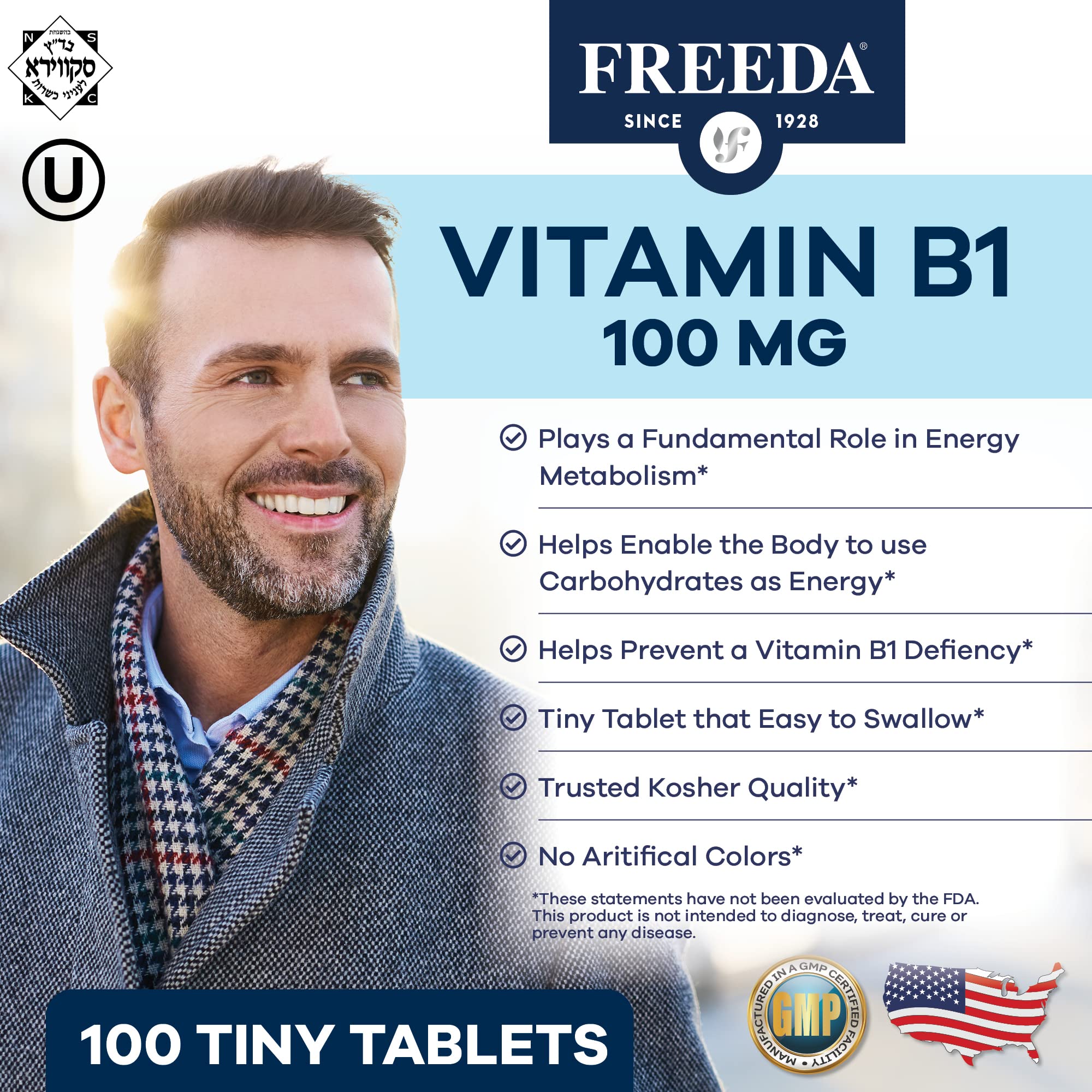 Freeda B1 Thiamine 100 mg bottle back label