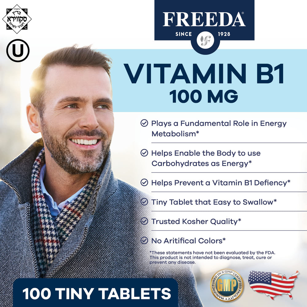 Freeda B1 Thiamine 100 mg bottle back label