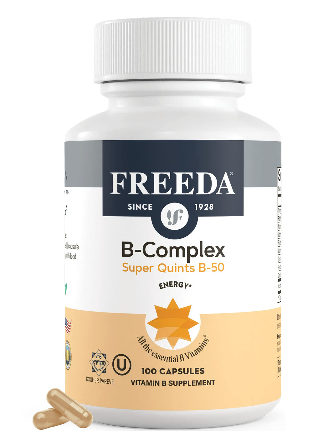 Freeda Super Quints B-50 Vitamin B Complex bottle front view