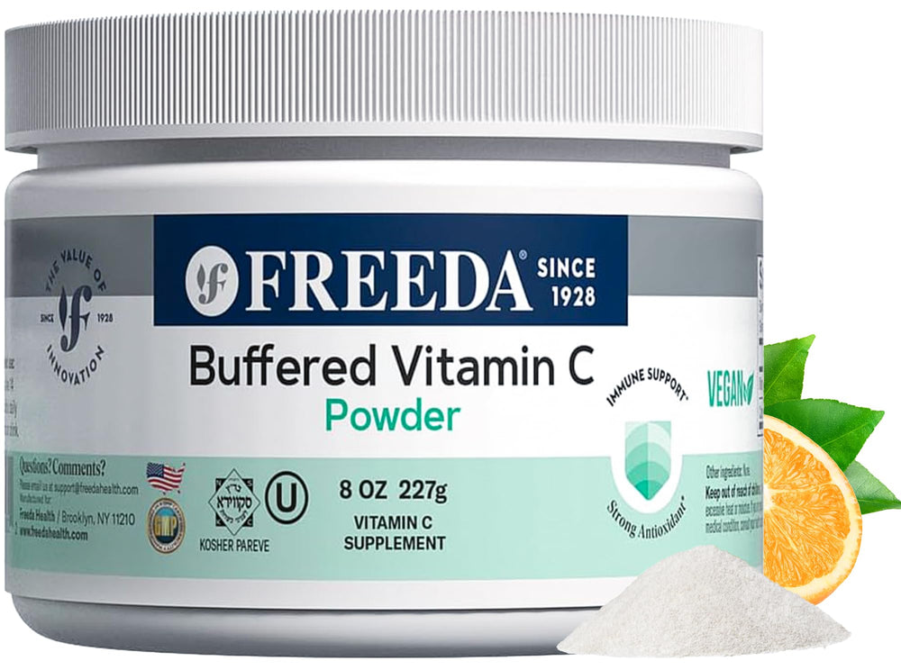 Front view of FREEDA Buffered Vitamin C Powder 8 oz