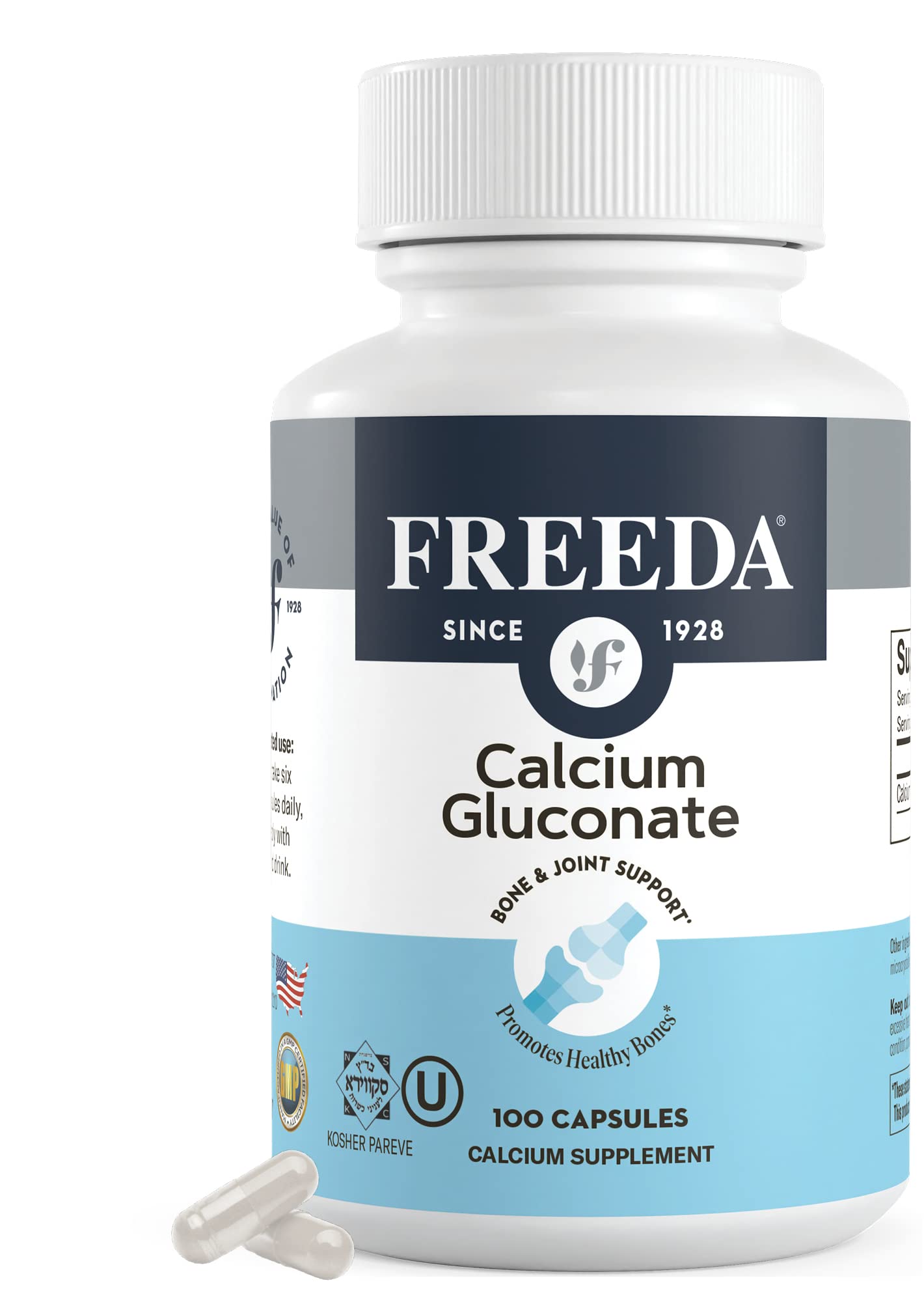 Freeda Calcium Gluconate bottle label