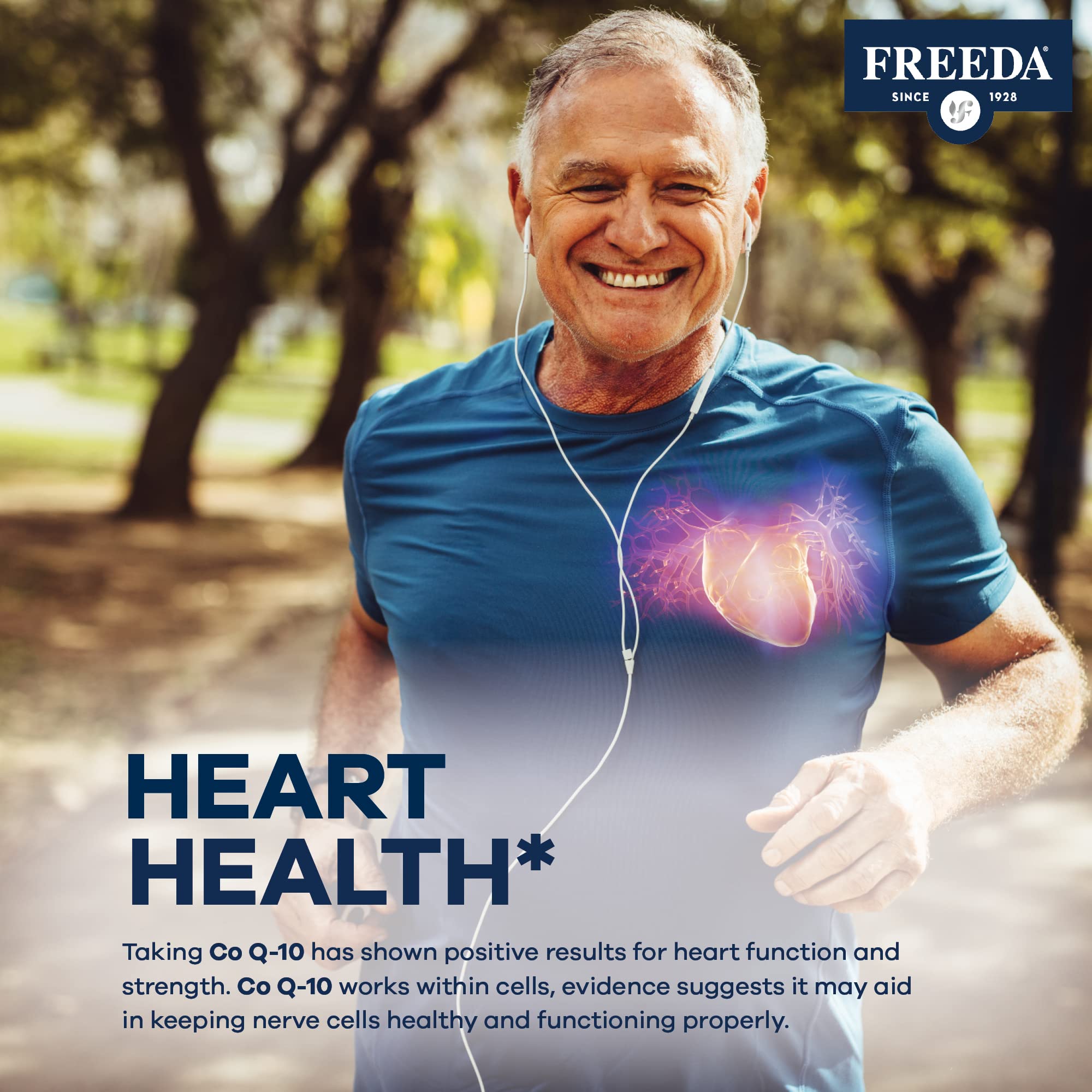 Graphic representing healthy aging with CoQ10