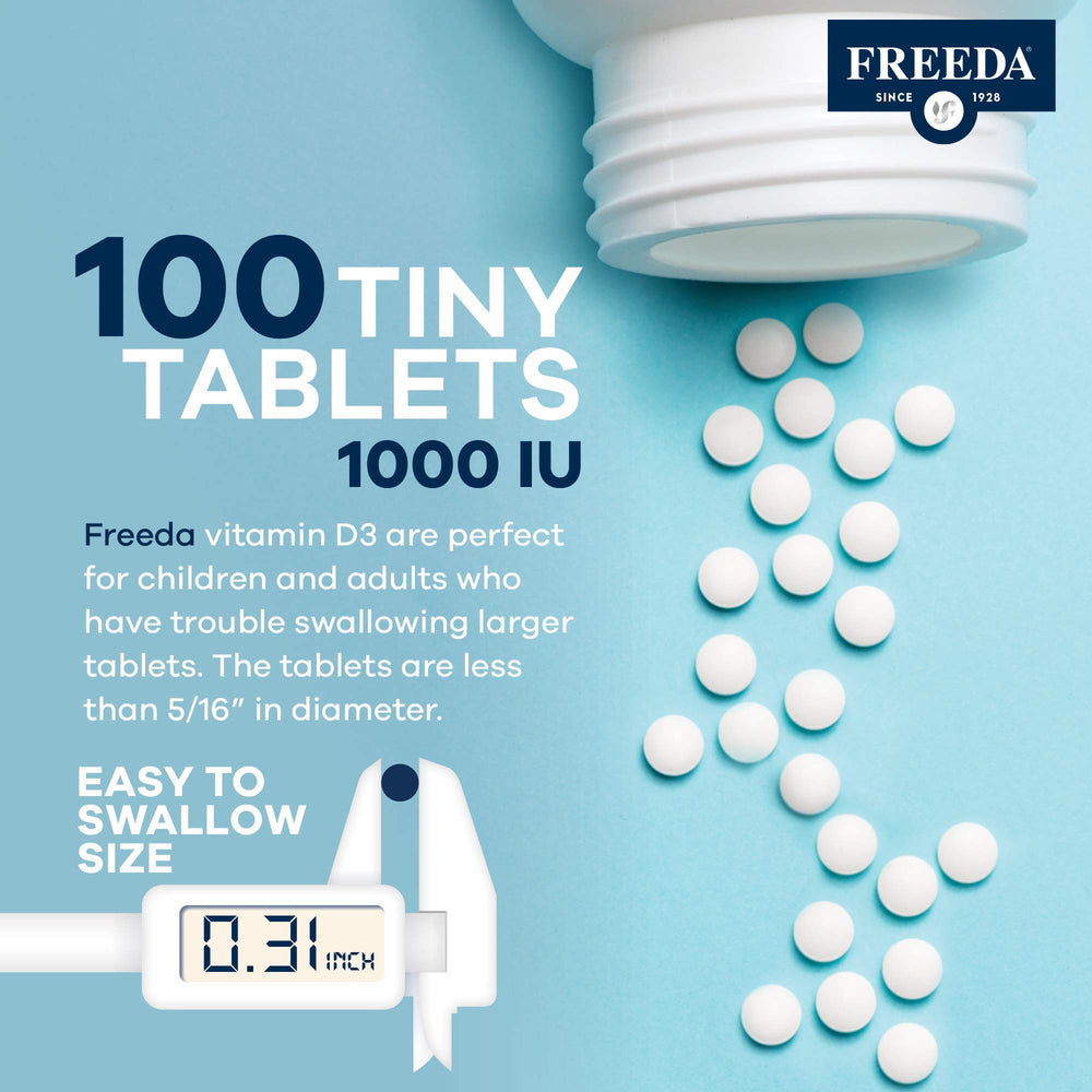 Freeda Vitamin D3-1000 IU bottle with label