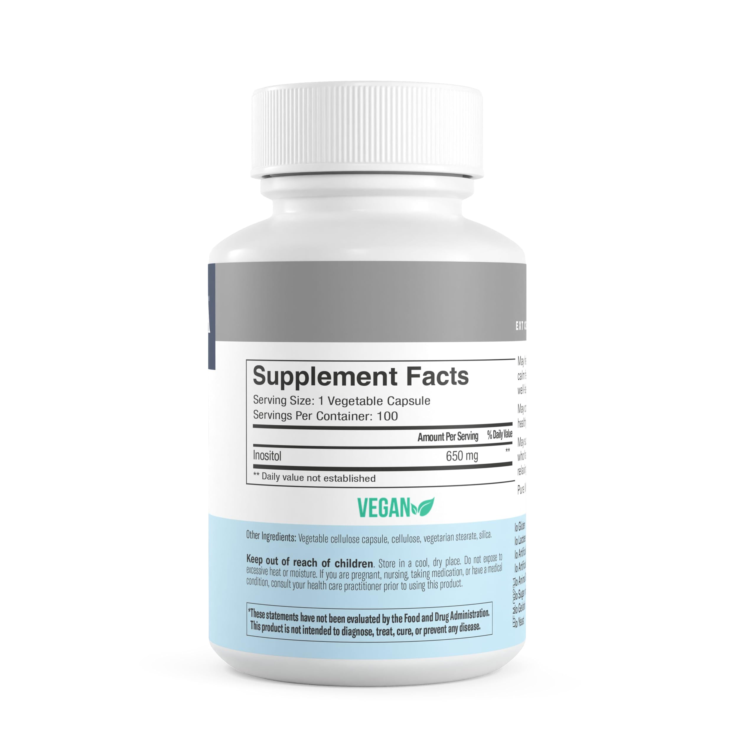 Made in USA label on FREEDA Inositol bottle