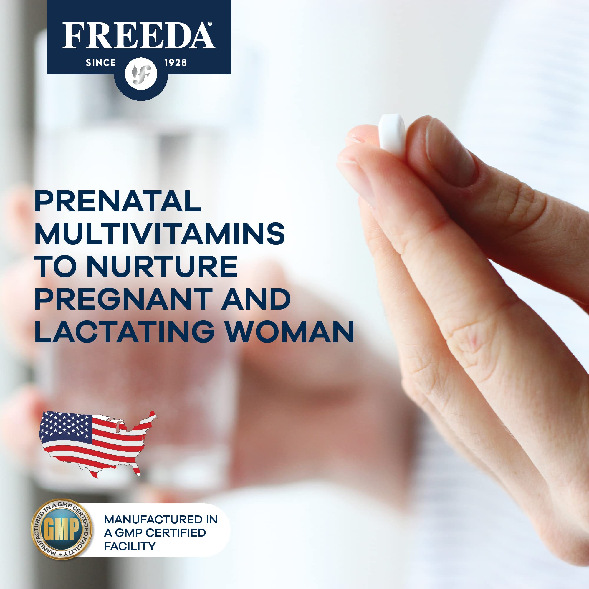 Made in USA stamp on Prenatal Vitamin bottle