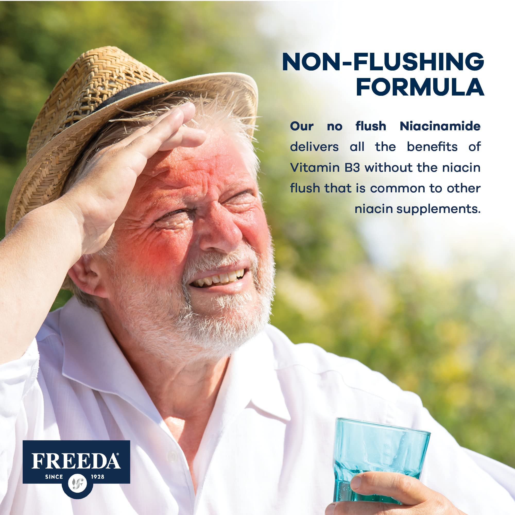 Kosher certified, vegan and gluten-free Freeda Niacinamide label