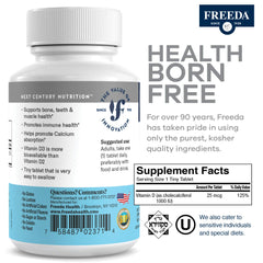 Freeda Vitamin D3 1000 IU label