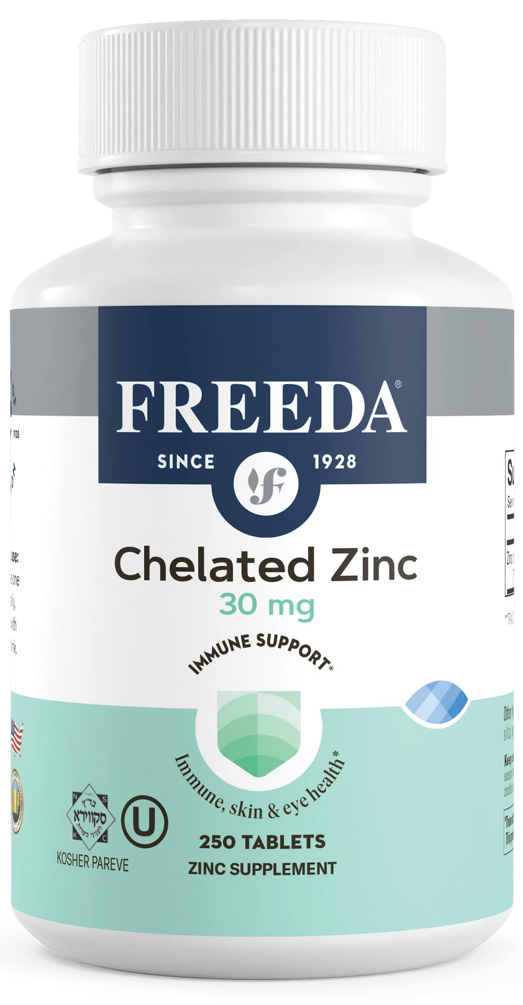 Freeda Zinc 30mg chelated TRAACS zinc bisglycinate high absorption