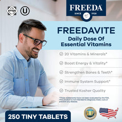 Freedavite Tiny Tablet bottle – label close-up