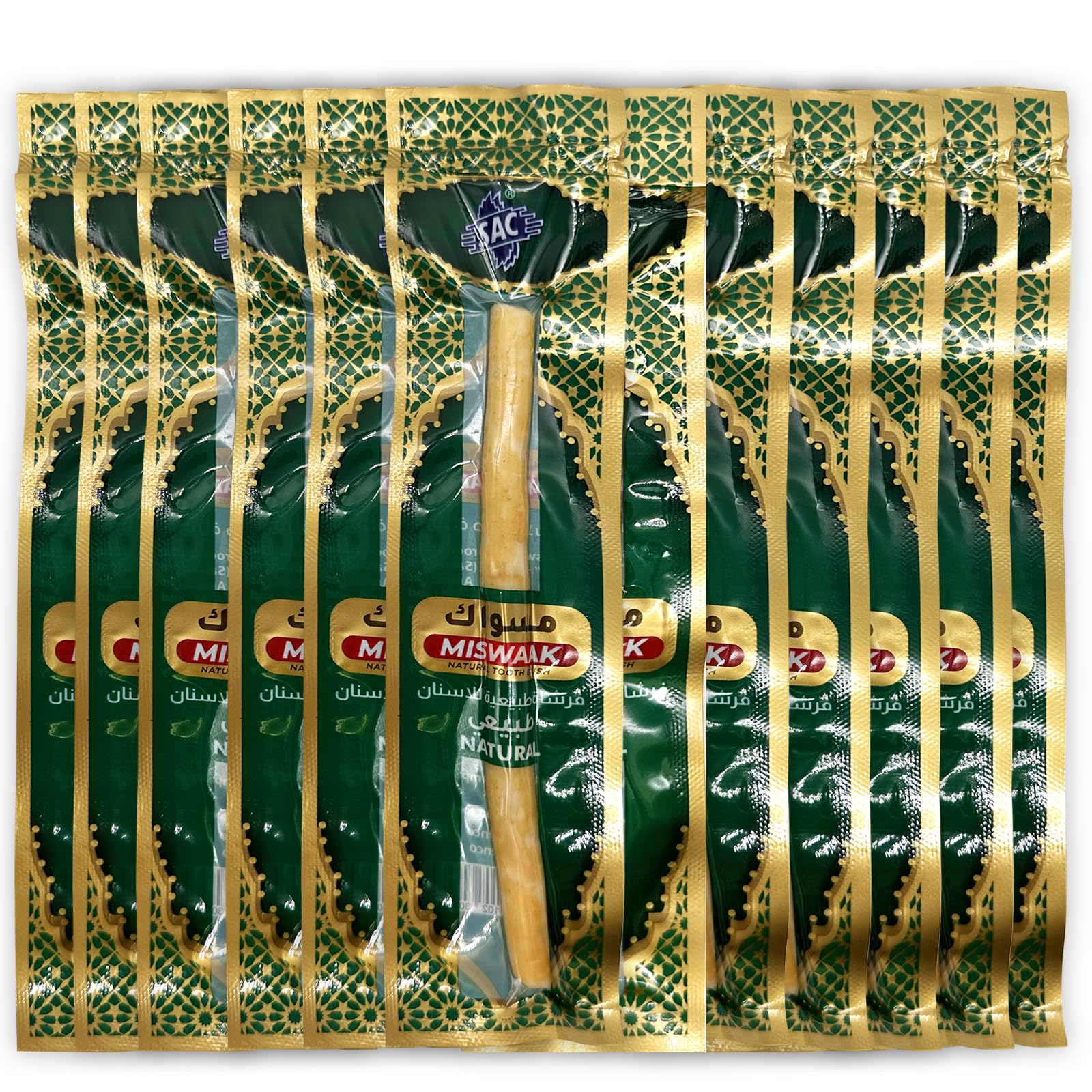 FREEGRIN Miswak toothbrush sticks – vacuum-sealed 12-pack packaging