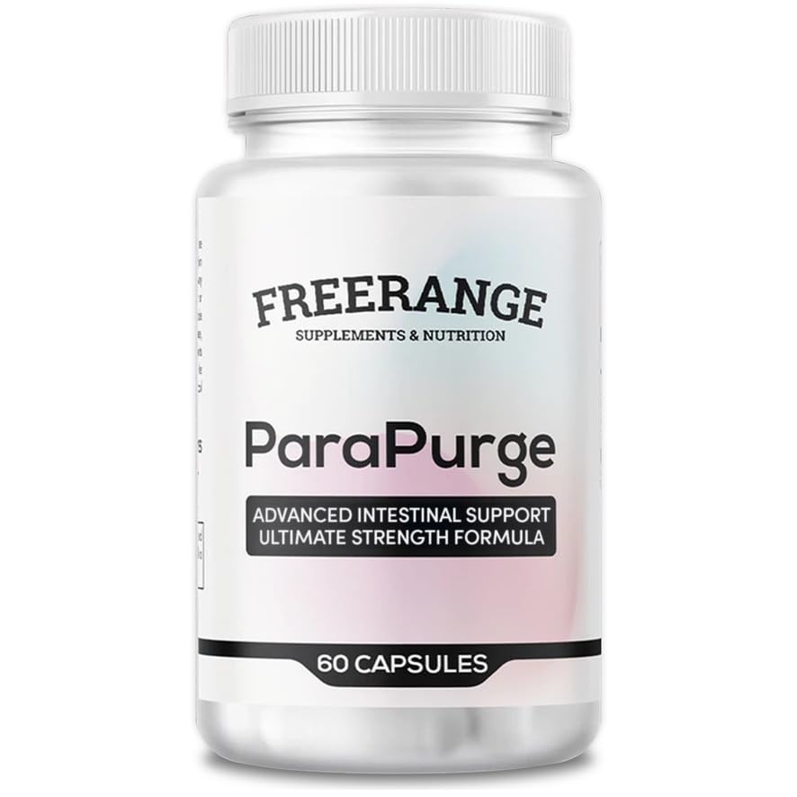 Freerange ParaPurge bottle front label for premium daily wellness support.