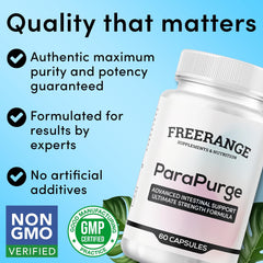 Freerange ParaPurge USA-made ingredients highlight high purity for daily wellness.