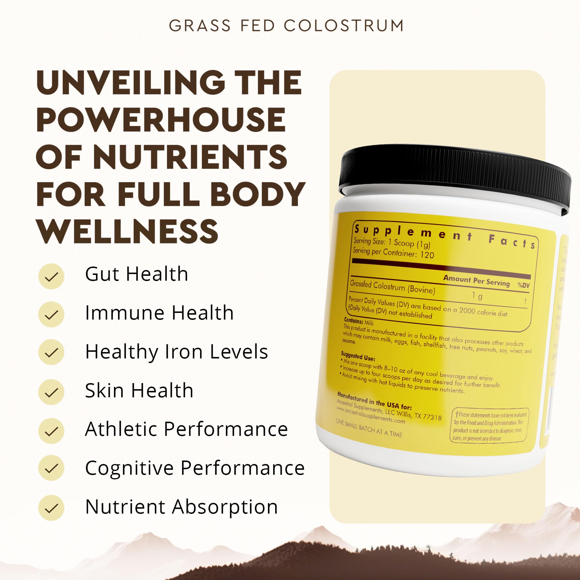Close-up of freeze-dried colostrum powder texture