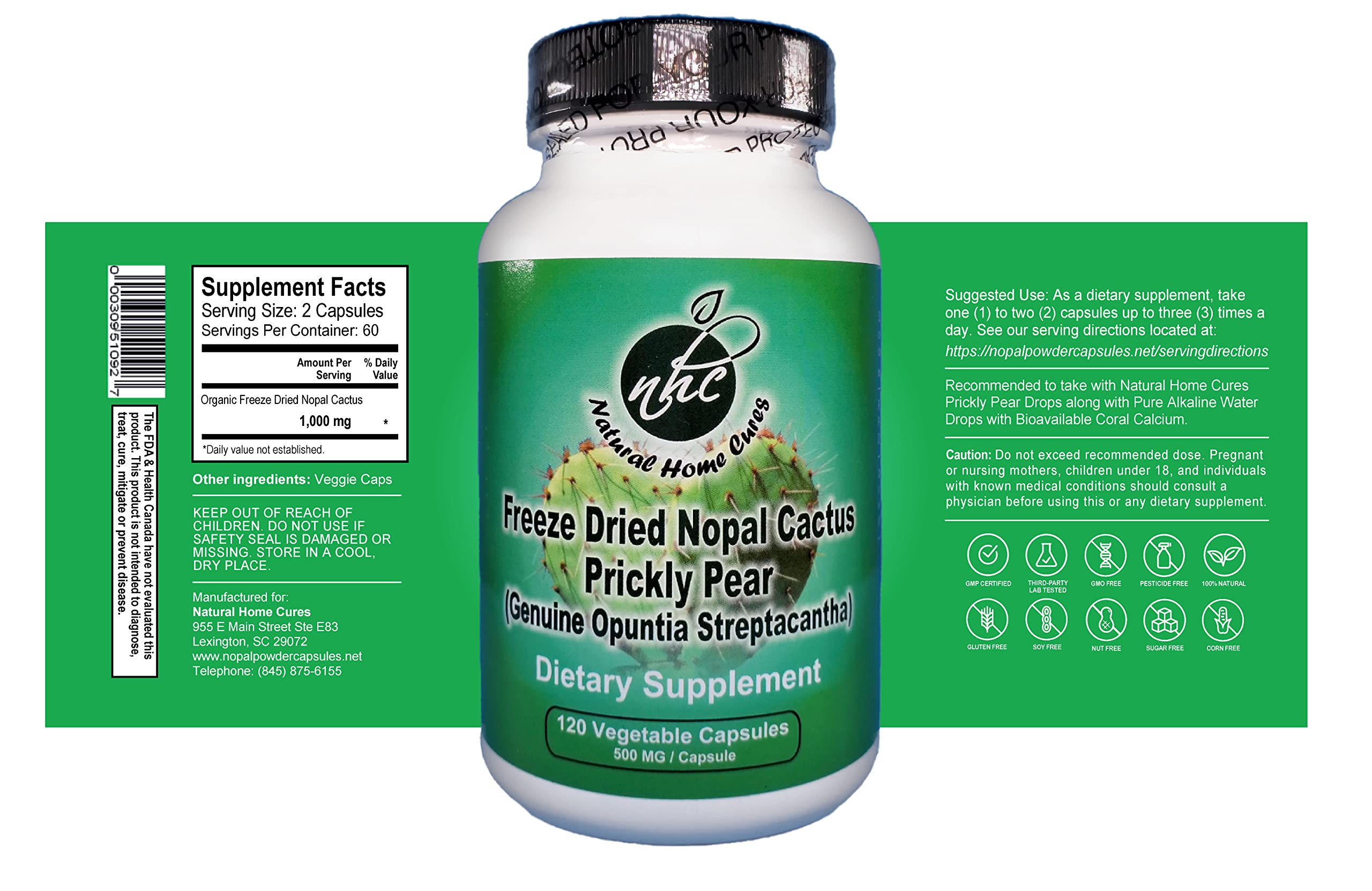 Freeze-dried prickly pear extract from nopales capsules