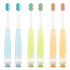 Close-up of Fregum 7001 toddler toothbrush with adorable rabbit design