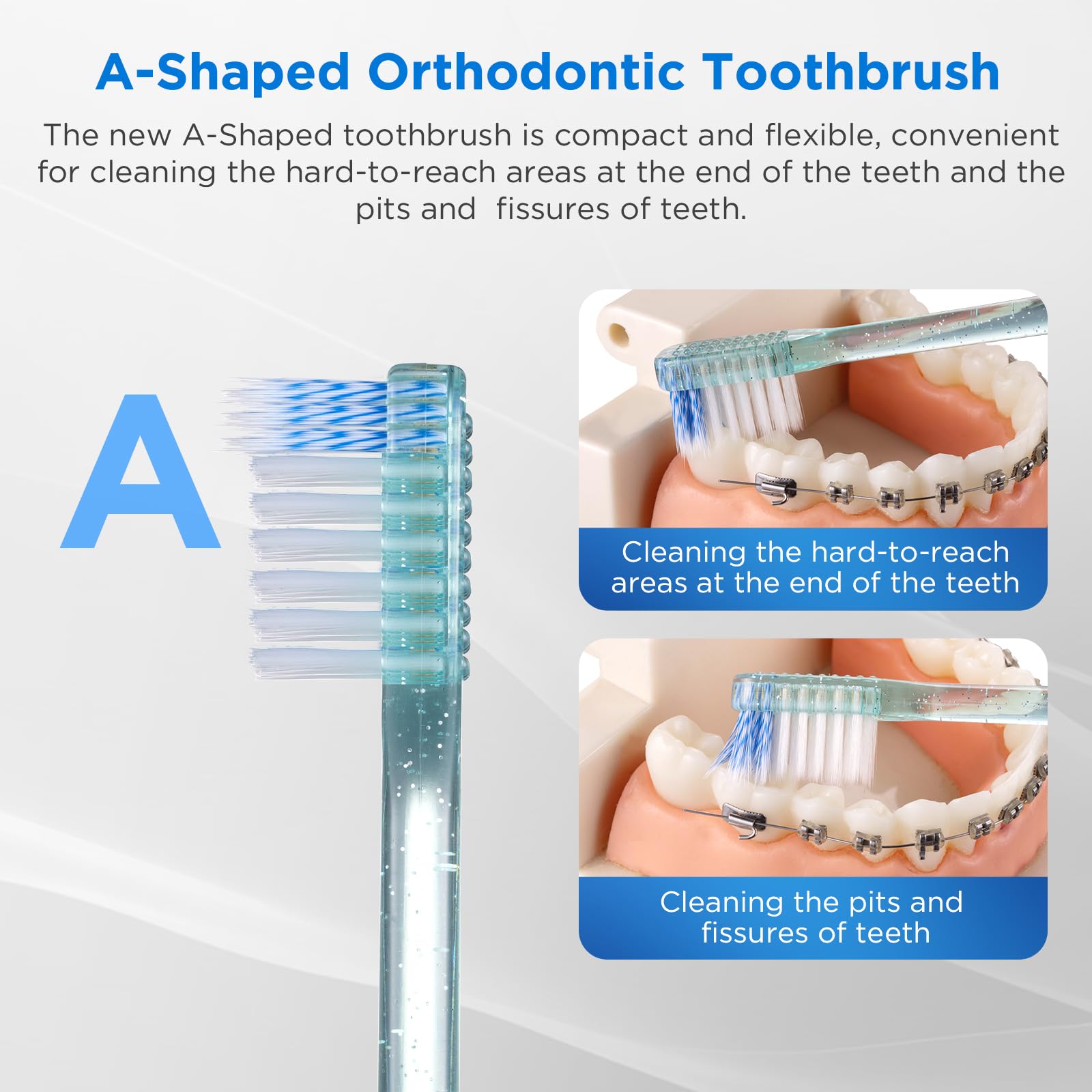 Built-in interdental brush at the bottom of the brush
