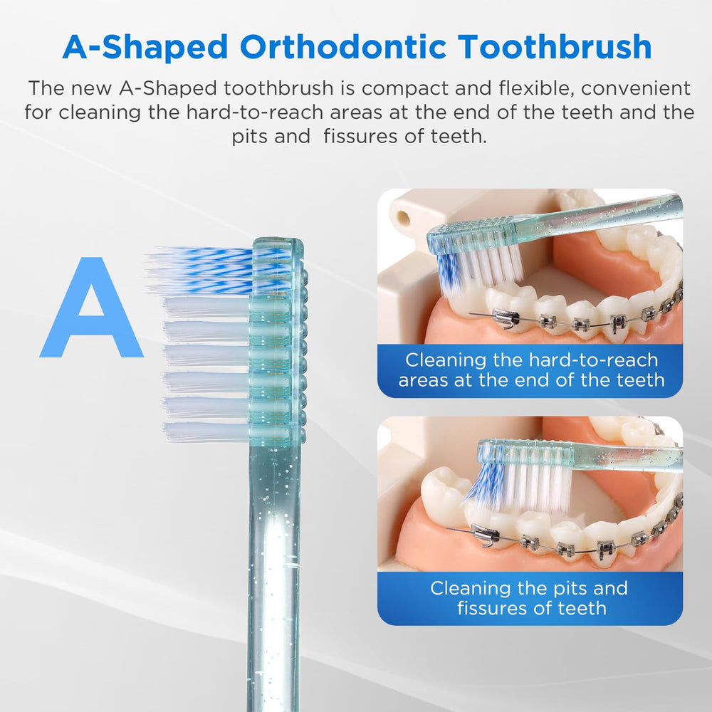 Close-up of V-shaped bristles and cleaning area