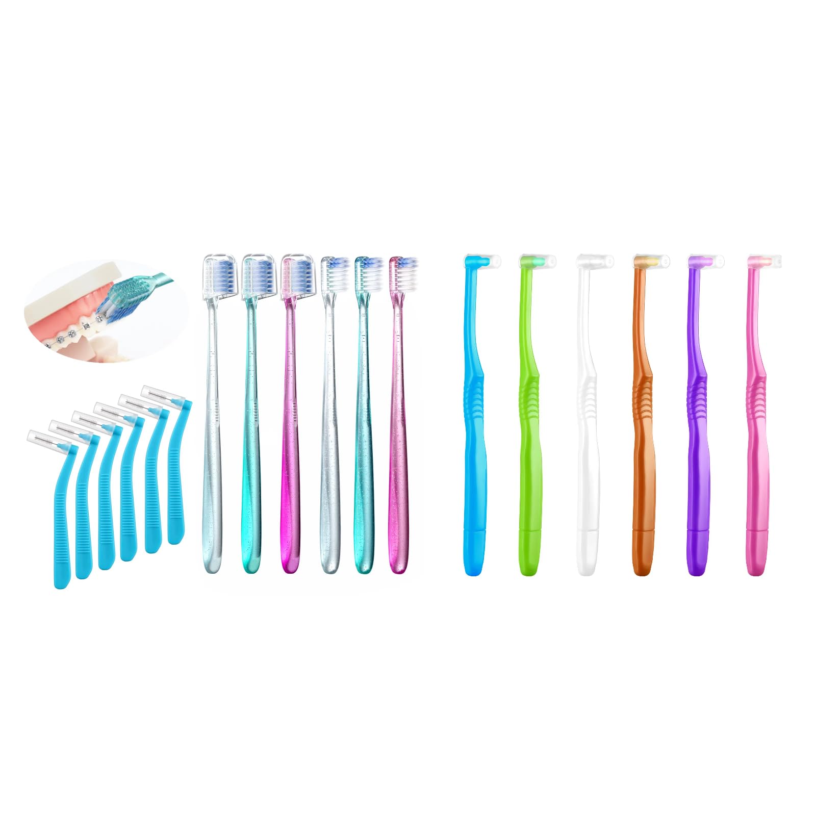 Fregum V-Shaped Orthodontic Toothbrush for braces with interdental brushes