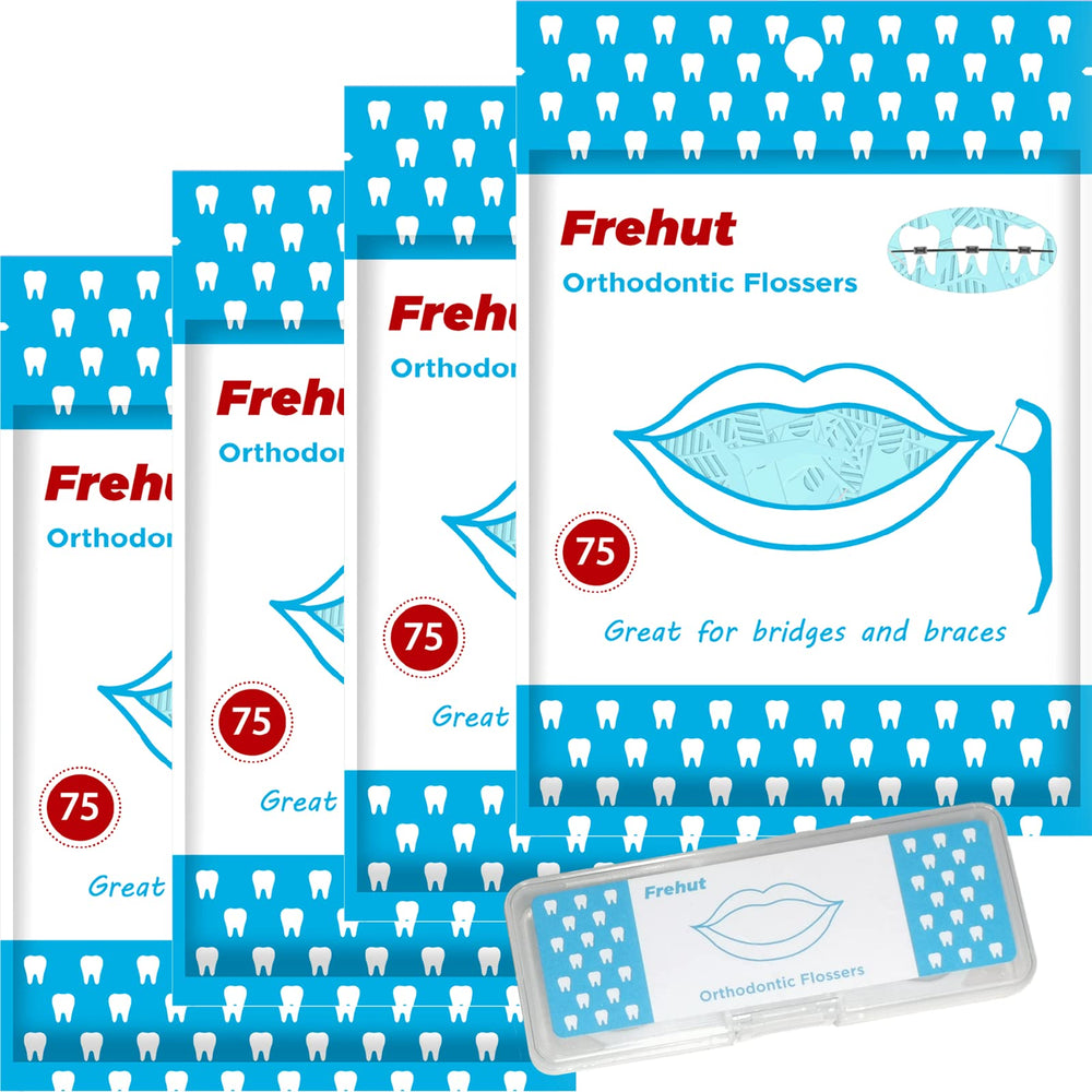 Frehut orthodontic flossers for braces with travel case