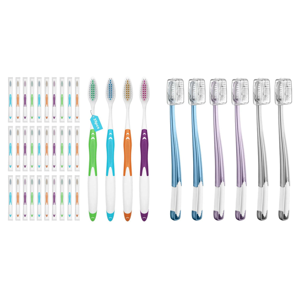 Assorted Frekare 35-pack bulk toothbrushes in multiple colors