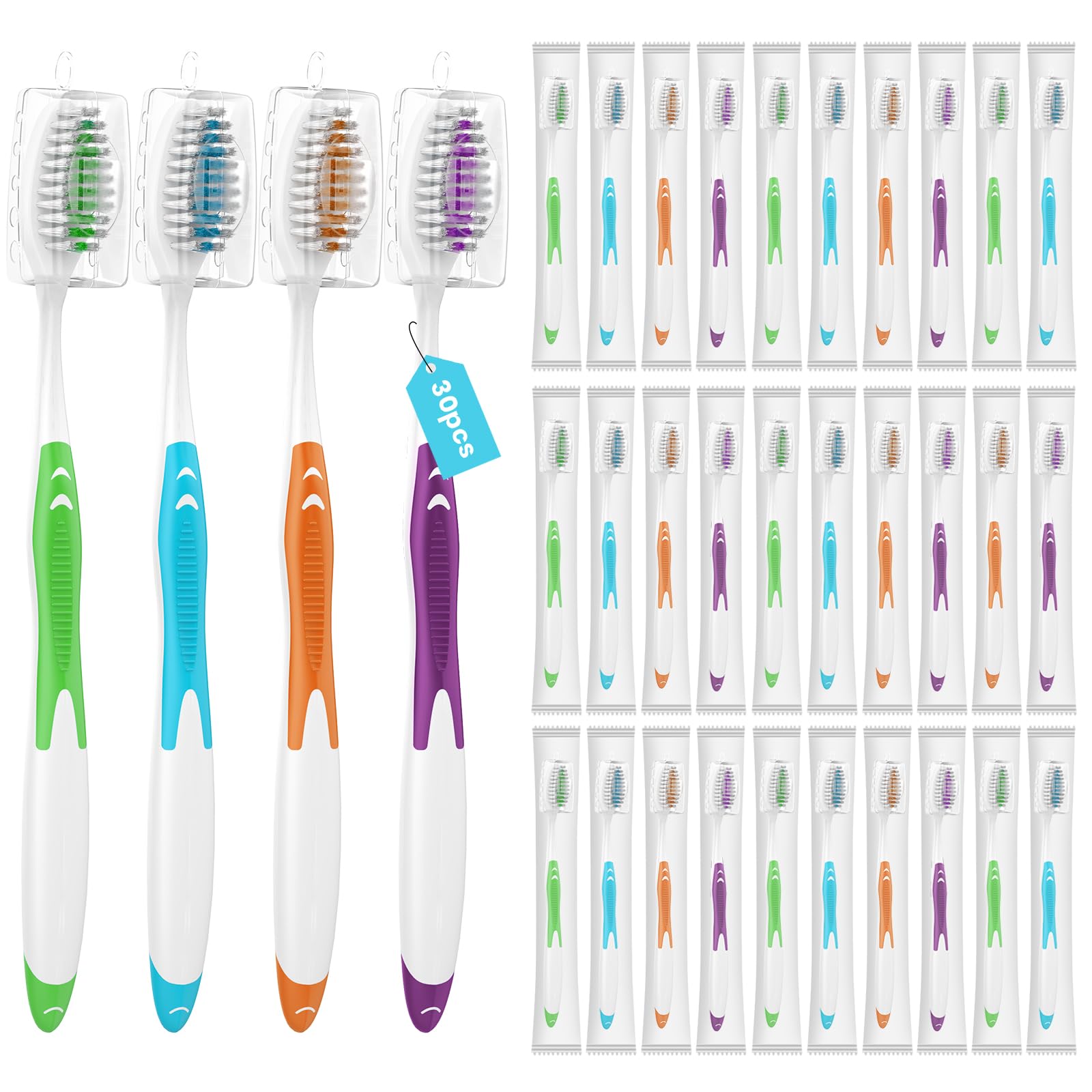 Assorted colors Frekare disposable toothbrushes 30-pack