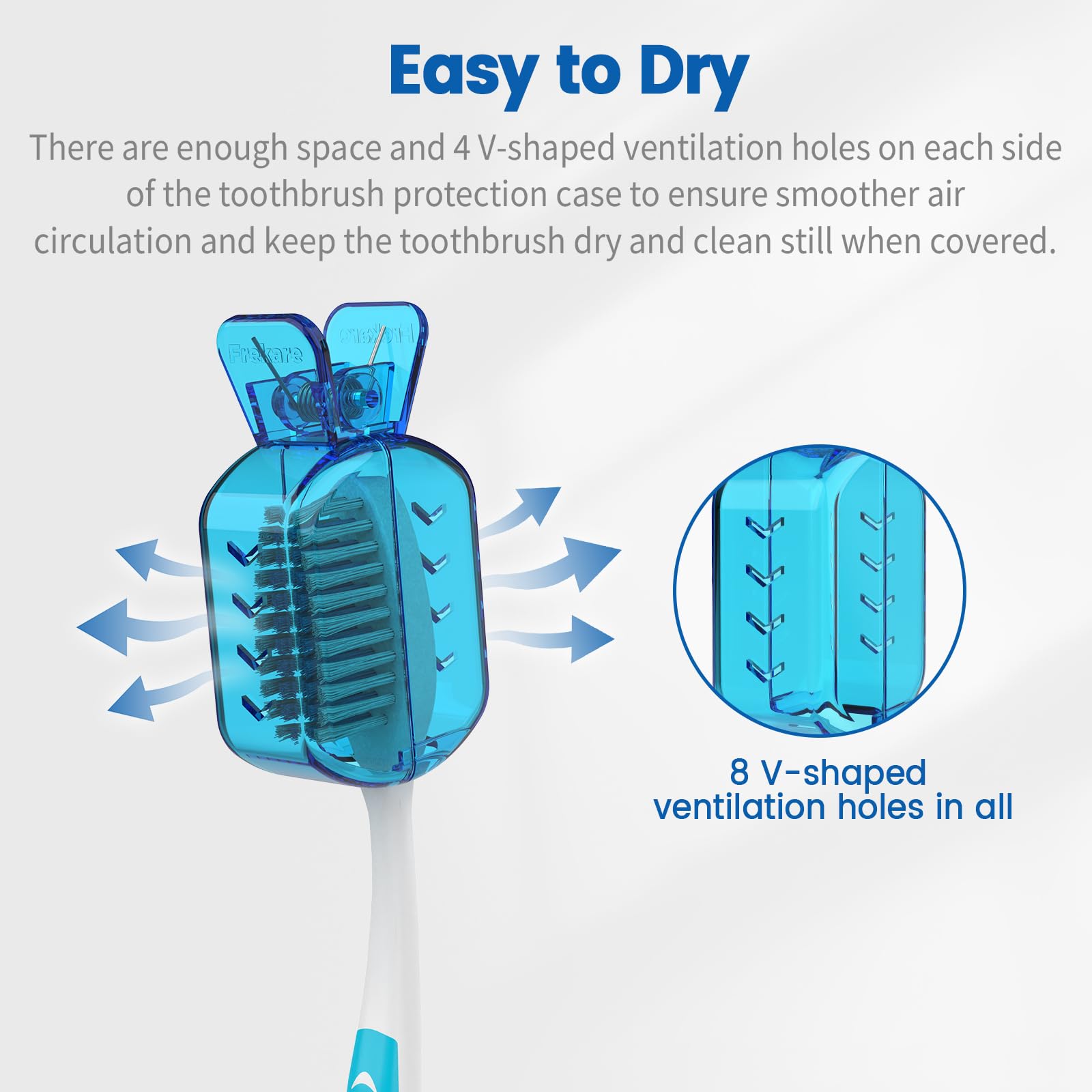 Product photo showing Frekare helmet toothbrush covers array