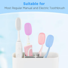 Clear silicone head cover resting over a toothbrush bristle