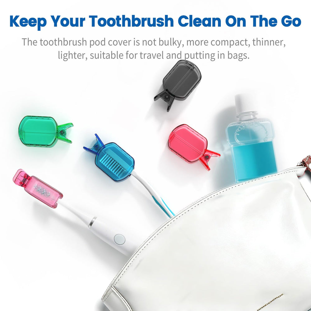 Eight views of Frekare toothbrush head protector from different angles