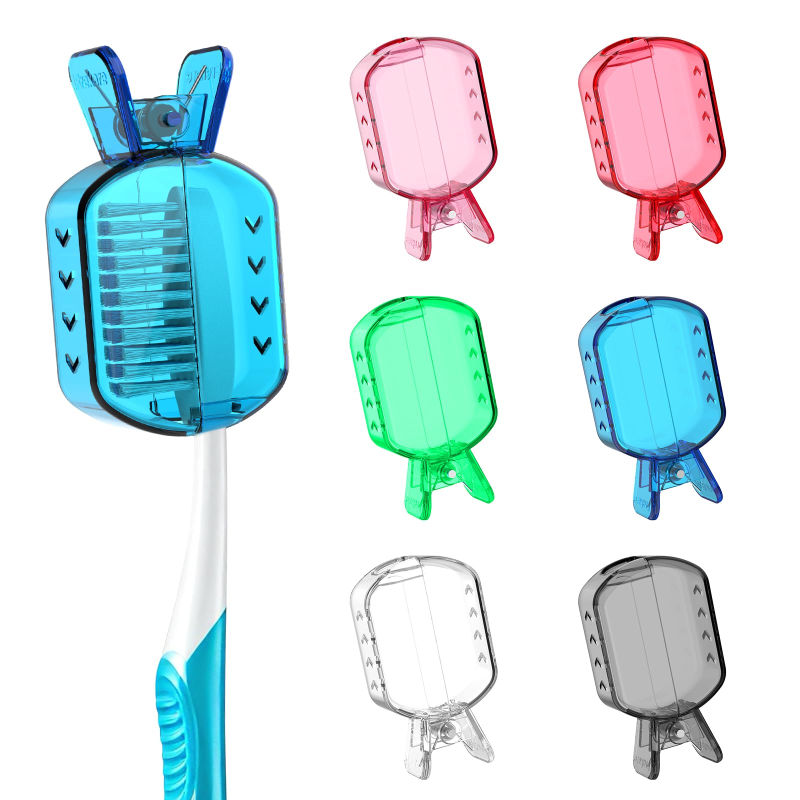 Clip-on toothbrush covers caps for safe storage