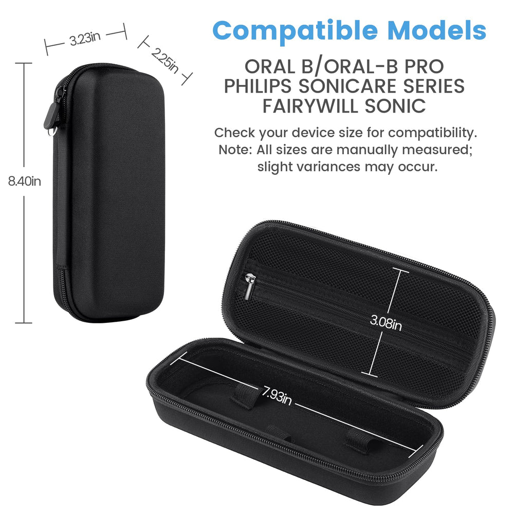Interior view with PU leather lining for toothbrush protection