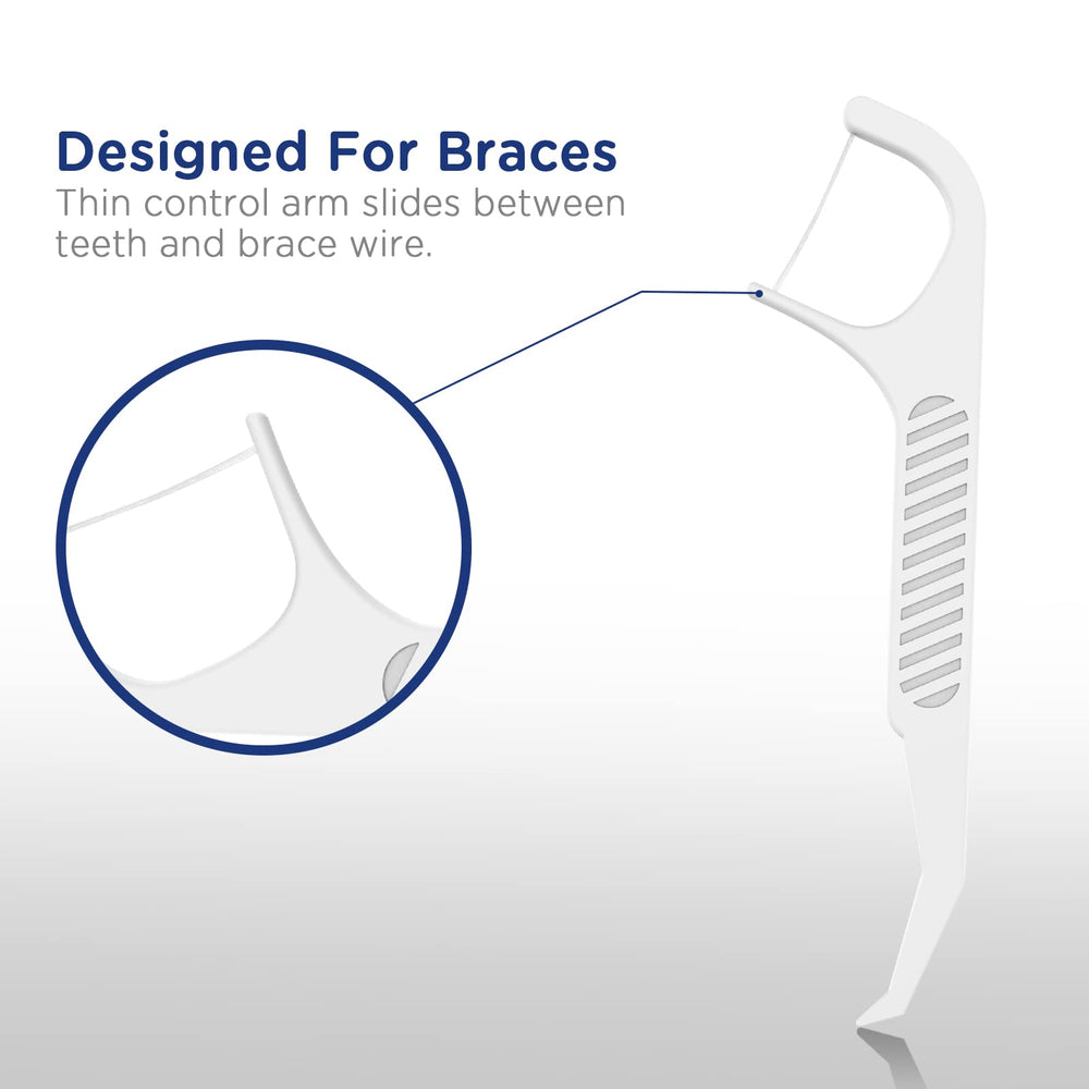 Close-up of the slim control arm for precise flossing