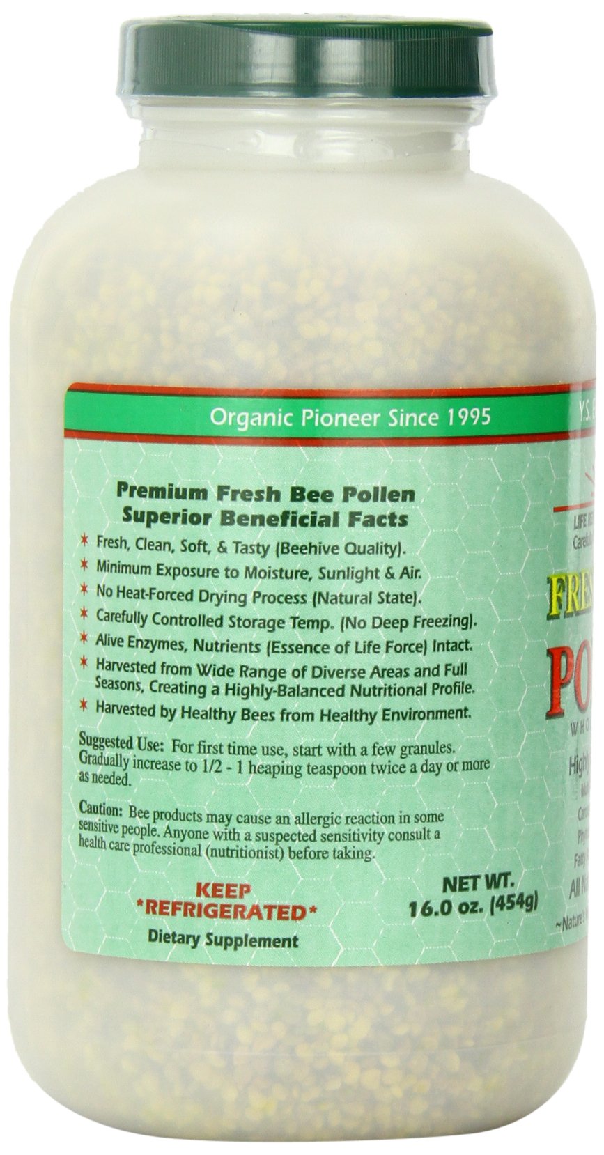Bee pollen granules on a spoon