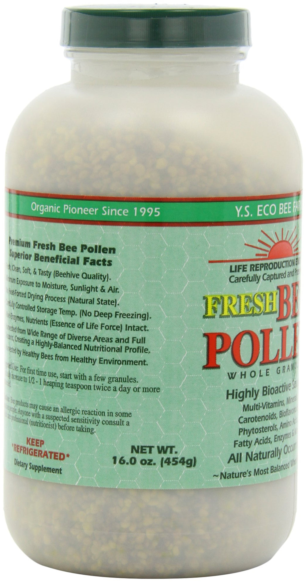 Fresh Bee Pollen Whole Granules product label