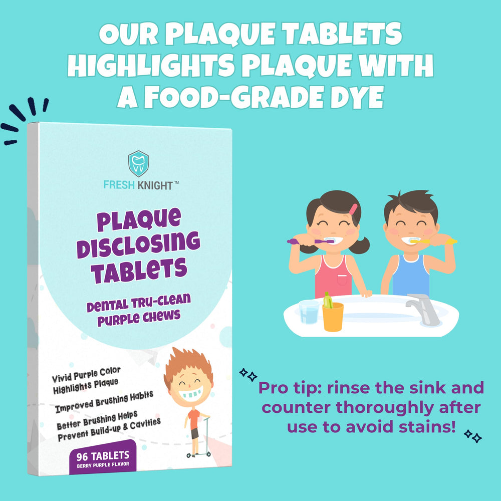 Brushed teeth after plaque disclosing tablet use