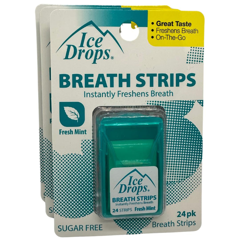 Fresh Mint Ice Drops Breath Strips pack of 3 with 24 strips each