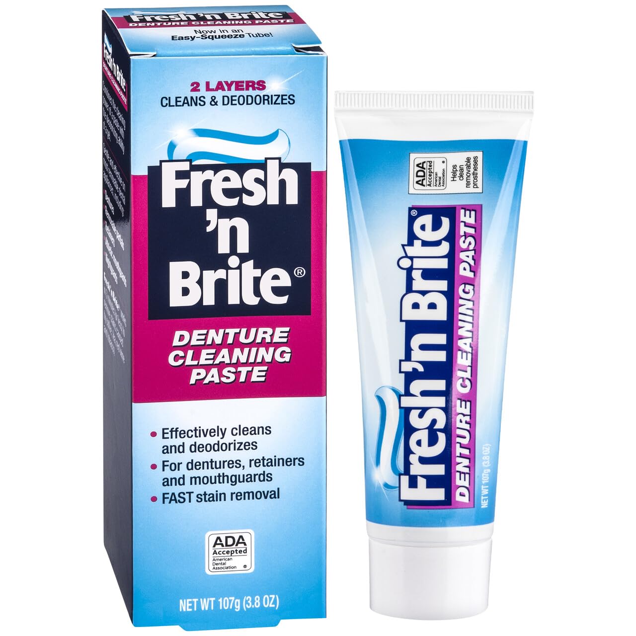 Close-up of stains removed by denture cleaning paste
