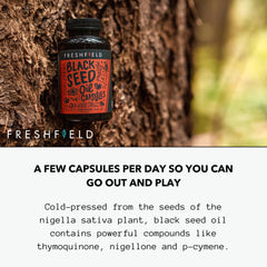 Close-up of Freshfield Black Seed Oil capsules
