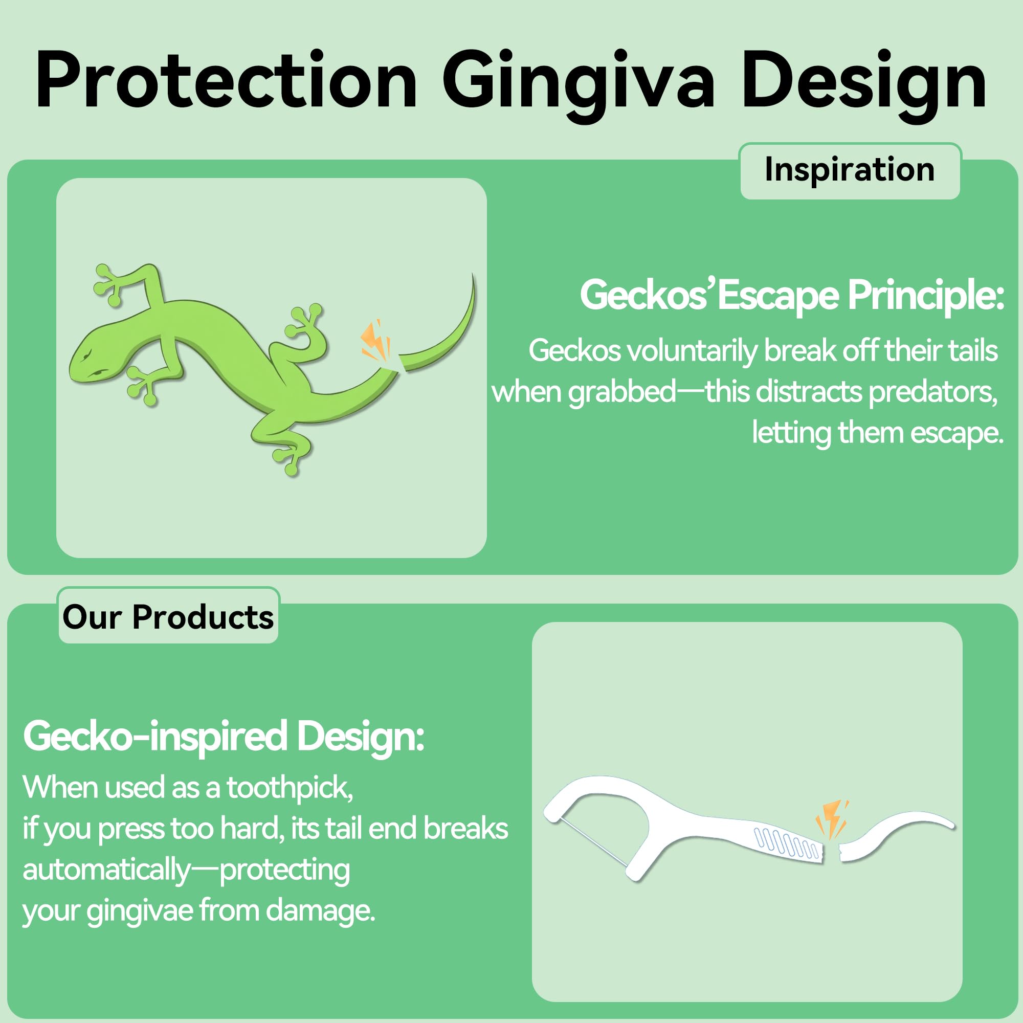 Break-safe pick and shred-resistant floss illustration