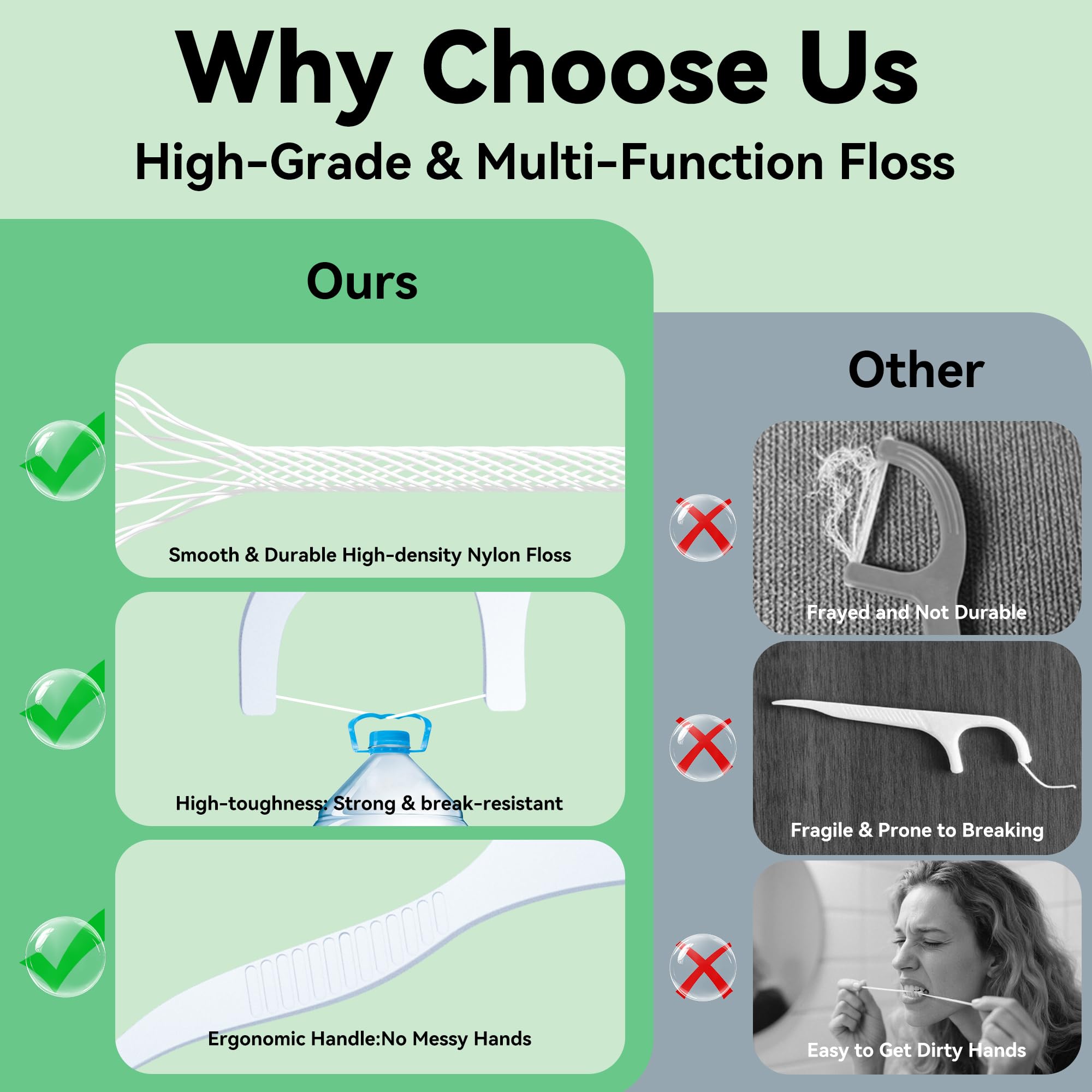 2-in-1 floss and pick functionality